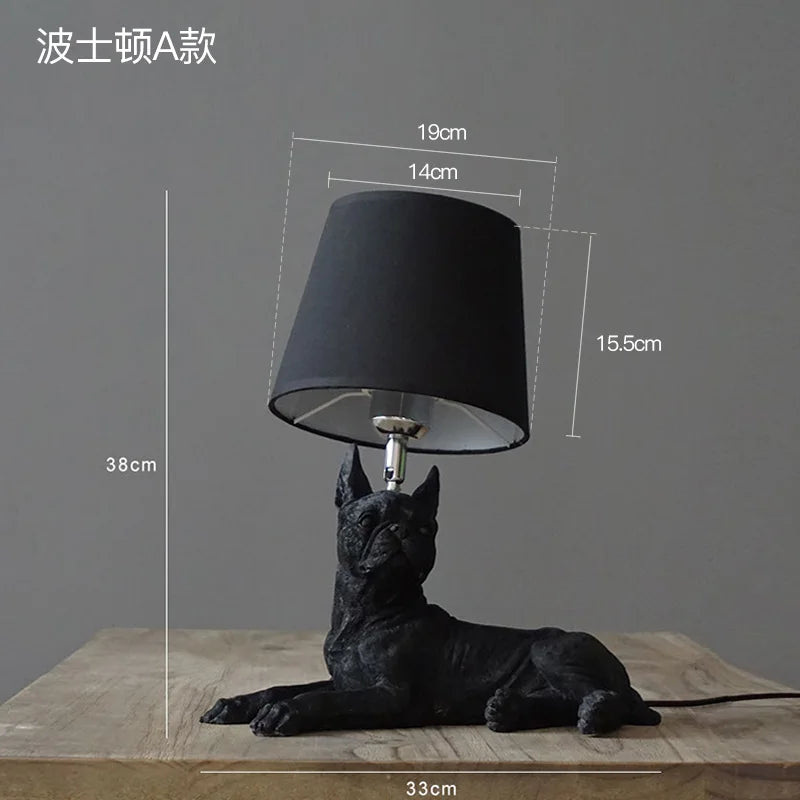 Nordic Puppy Table Lamp Modern Resin Animal Bedside Lamp Bedroom Living Room Decoration Light Industrial LED Lighting Luminaire