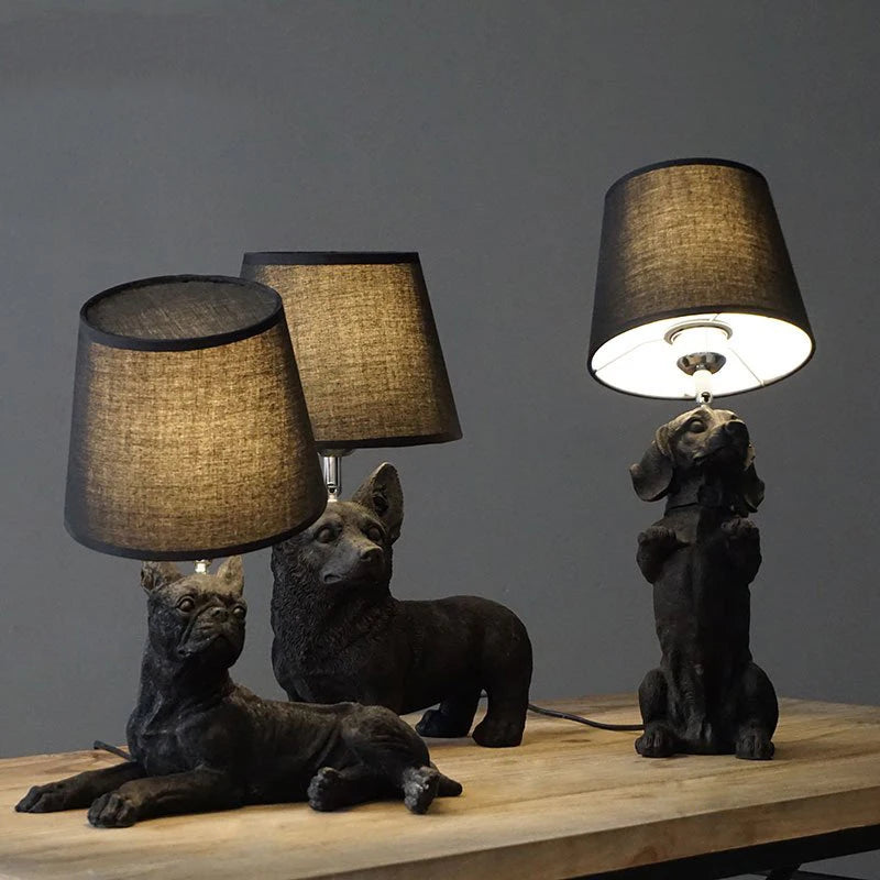 Nordic Puppy Table Lamp Modern Resin Animal Bedside Lamp Bedroom Living Room Decoration Light Industrial LED Lighting Luminaire