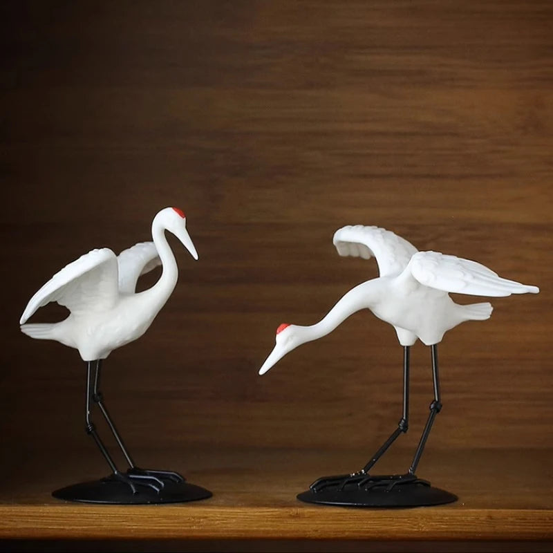 Ceramic White Crane Animal Statue, Home Living Room TV Cabinet Office Desktop Decoration Accessories, Handicraft Ornaments