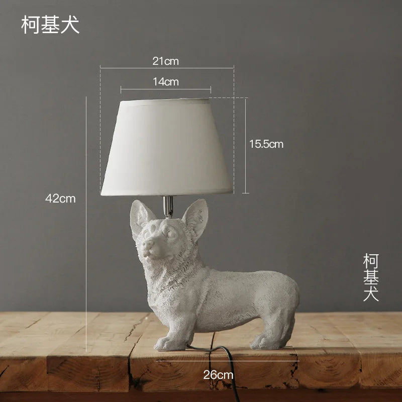 Nordic Puppy Table Lamp Modern Resin Animal Bedside Lamp Bedroom Living Room Decoration Light Industrial LED Lighting Luminaire