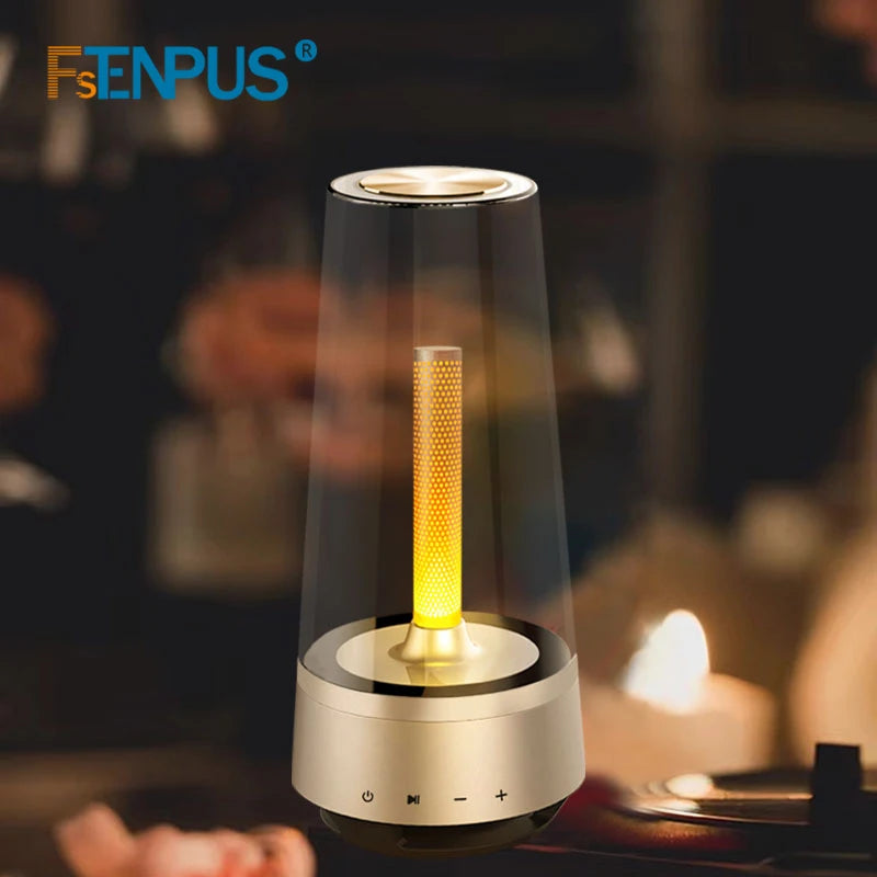 Wireless Bluetooth Speaker Led Flame Candle Lights Portable Loudspeaker Outdoor Atmosphere Light Breathing Lamp for Room Decor