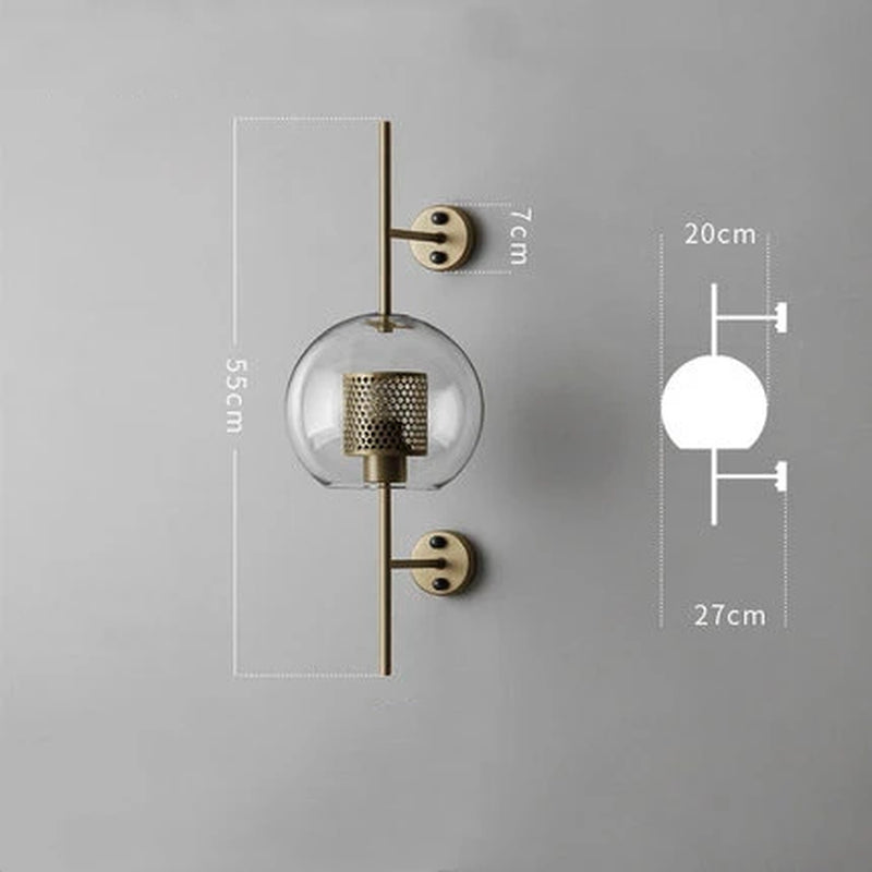 Modern Glass Wall Lamps Fixture Luminaire Sconce Lighting Bedside Living Room Home Decoration Aisel Horridor Golden Ball Light