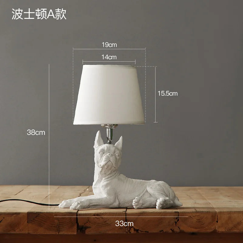 Nordic Puppy Table Lamp Modern Resin Animal Bedside Lamp Bedroom Living Room Decoration Light Industrial LED Lighting Luminaire