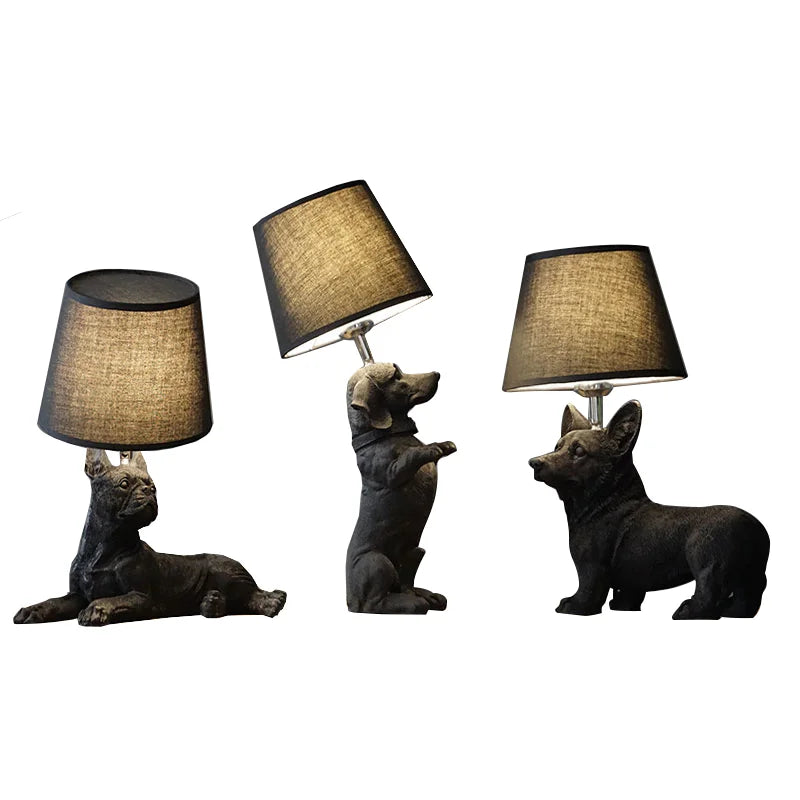 Nordic Puppy Table Lamp Modern Resin Animal Bedside Lamp Bedroom Living Room Decoration Light Industrial LED Lighting Luminaire