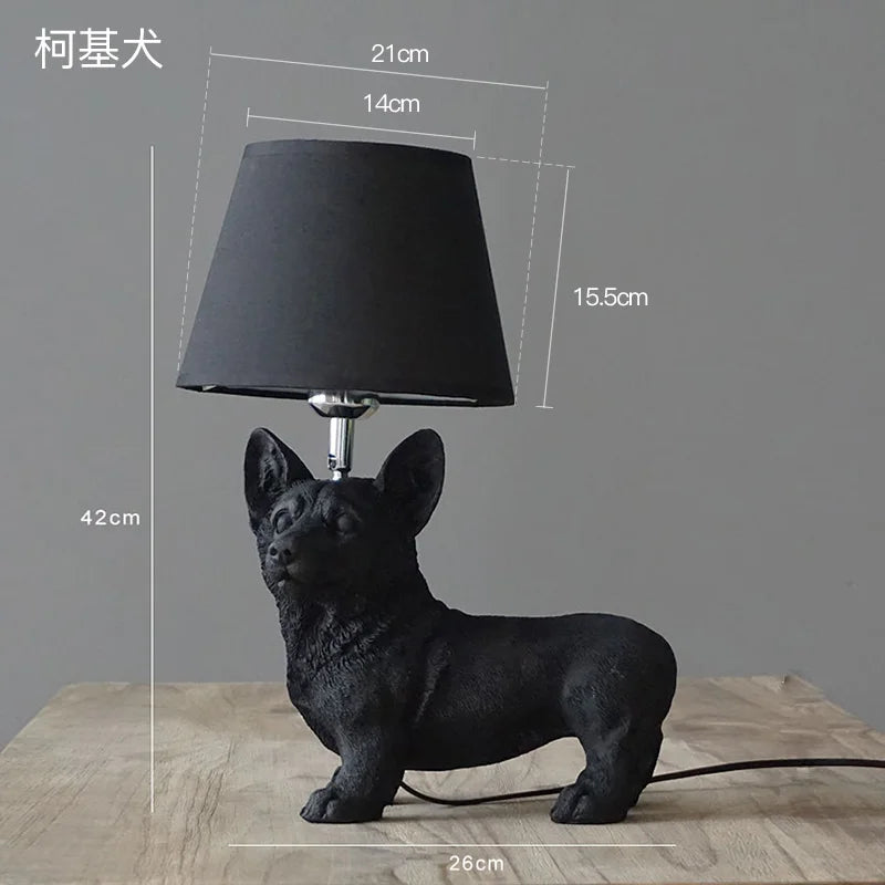 Nordic Puppy Table Lamp Modern Resin Animal Bedside Lamp Bedroom Living Room Decoration Light Industrial LED Lighting Luminaire