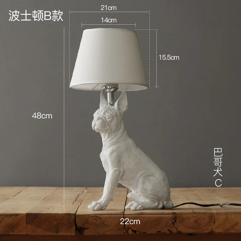 Nordic Puppy Table Lamp Modern Resin Animal Bedside Lamp Bedroom Living Room Decoration Light Industrial LED Lighting Luminaire