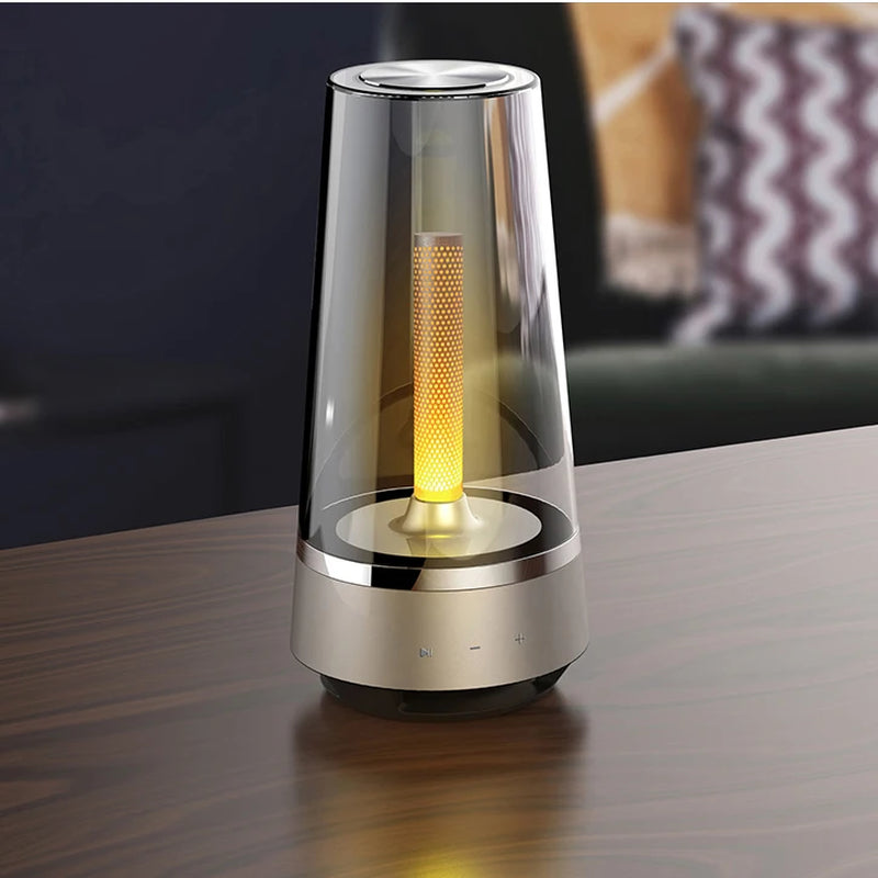 Wireless Bluetooth Speaker Led Flame Candle Lights Portable Loudspeaker Outdoor Atmosphere Light Breathing Lamp for Room Decor