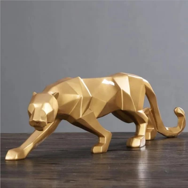 Abstract Resin Leopard Statue Geometric Wildlife Panther Figurine Animal Sculpture Modern Home Office Decoration Gift