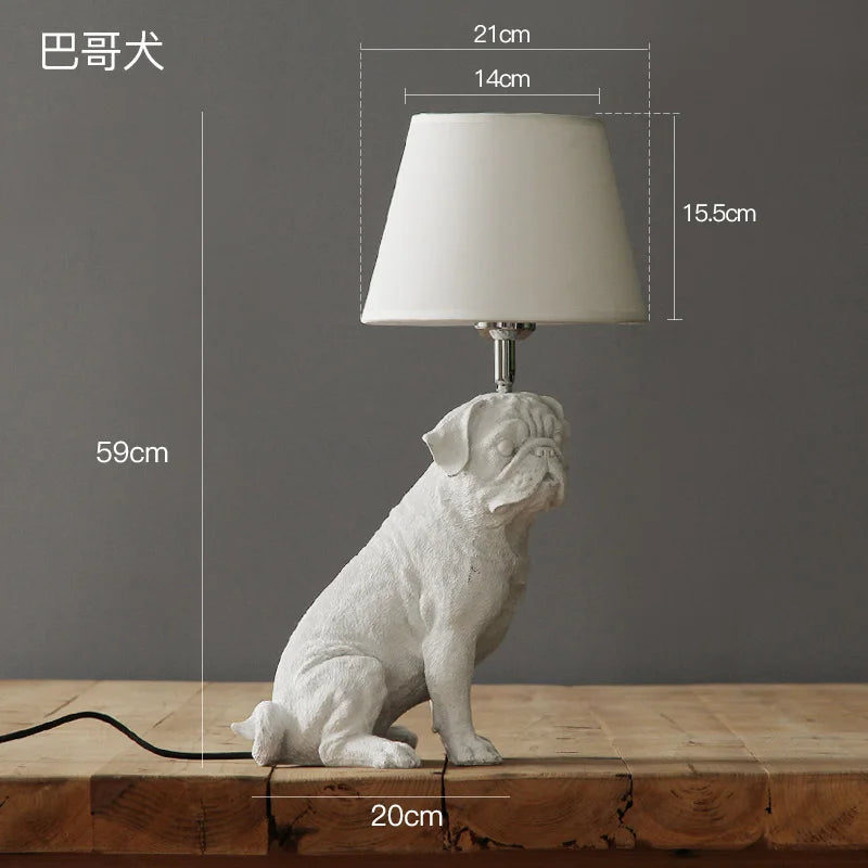 Nordic Puppy Table Lamp Modern Resin Animal Bedside Lamp Bedroom Living Room Decoration Light Industrial LED Lighting Luminaire