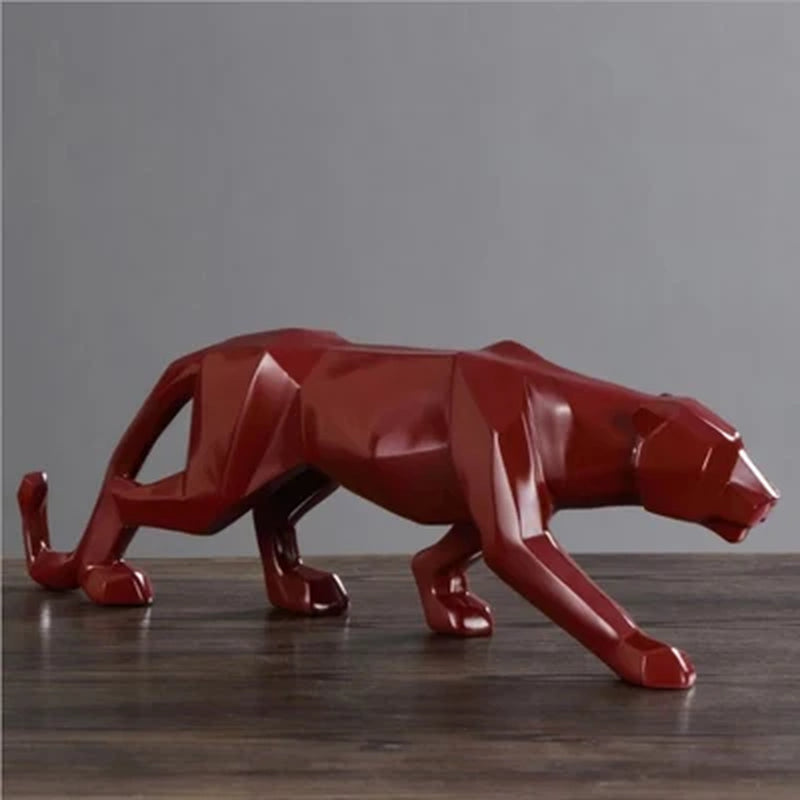 Abstract Resin Leopard Statue Geometric Wildlife Panther Figurine Animal Sculpture Modern Home Office Decoration Gift