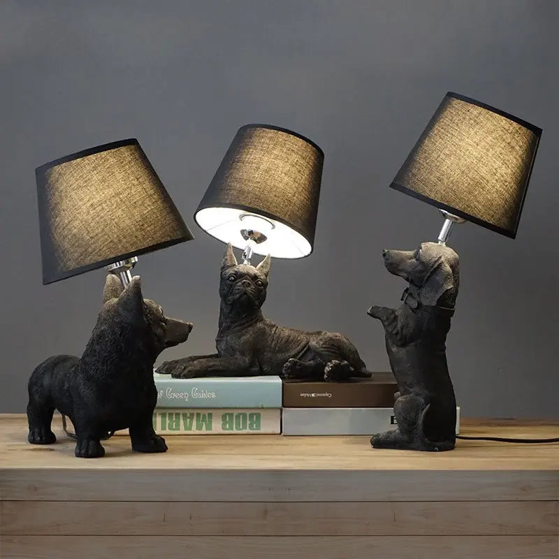 Nordic Puppy Table Lamp Modern Resin Animal Bedside Lamp Bedroom Living Room Decoration Light Industrial LED Lighting Luminaire