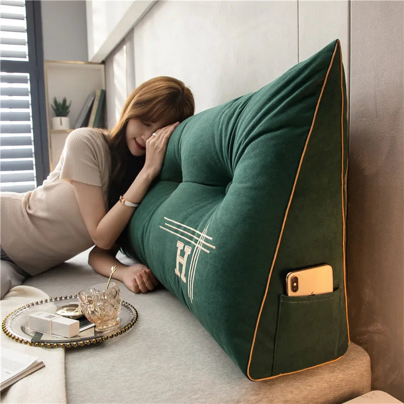 Nordic Removable Bedside Cushion Triangular Bed Backrests Large Pillows for Home Soft Backrest Pillow Cushions Headboard Cover