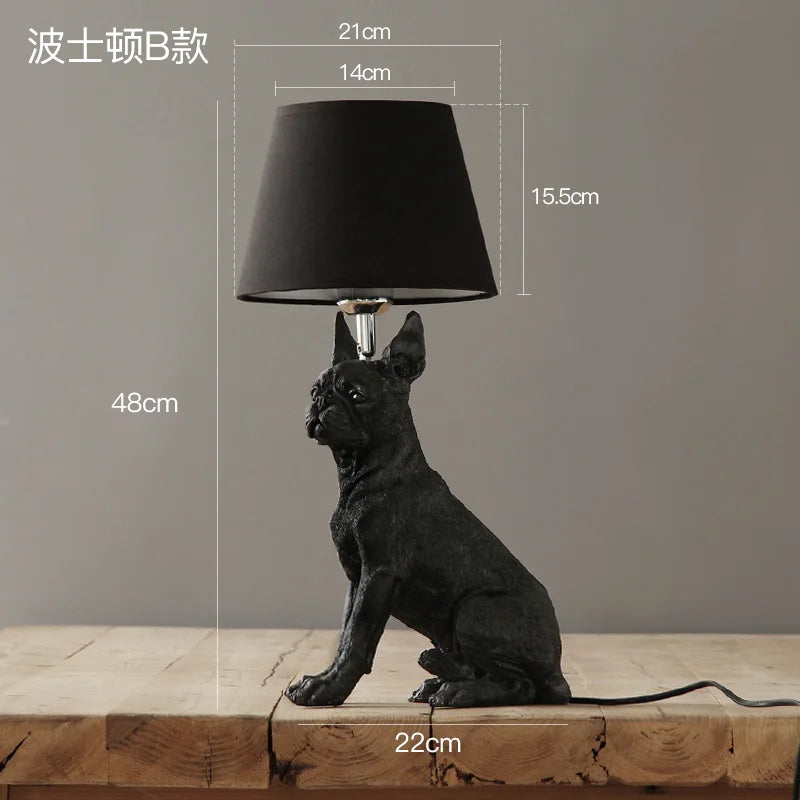 Nordic Puppy Table Lamp Modern Resin Animal Bedside Lamp Bedroom Living Room Decoration Light Industrial LED Lighting Luminaire